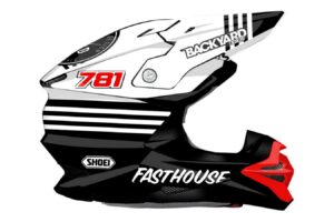 Shoei VFX-WR Motocross Helmet Helm Wrap Your Name Nummer Sticker Aufkleber Satz MX Schwarz WeiÃŸ Rot Fasthouse Edition