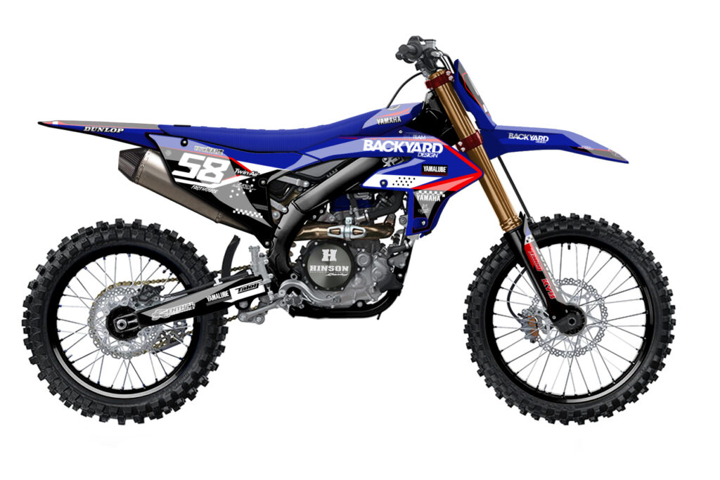 Yamaha YZ450F 2023 graphic kit 2023 in blue, black, white and red