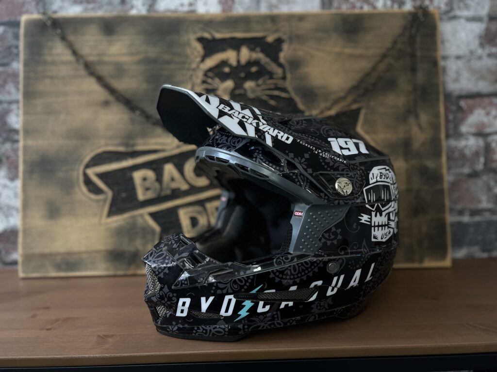 6D ATR2 helmtwrap with black, grey accents and a paisley pattern